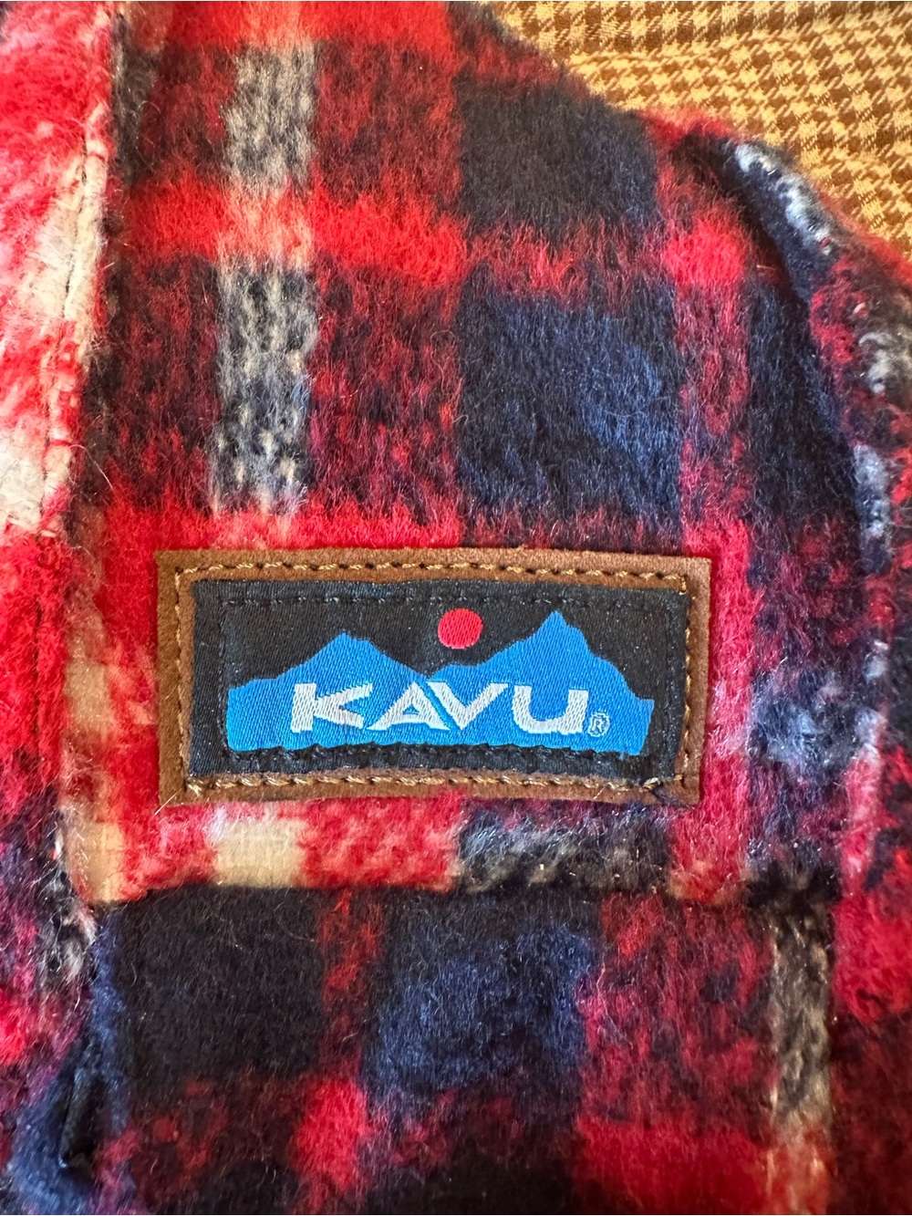 Kavu Red, Navy & White Plaid Fuzzy Rope Sling Bag - Picture 5 of 5